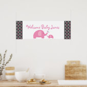 Poster 2 Eléphants roses Baby shower Sprinkel Party banni (Cuisine)