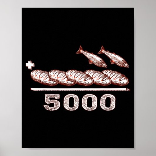 Poster 2 Fishes 5 Breads Jesus Feeds The 5000 Christian B (Devant)
