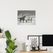 Poster 2 Horses Outside en hiver (Bureau à domicile)
