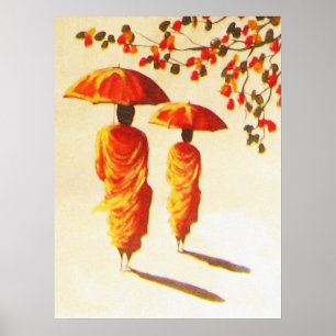 Poster 2 moines bouddhistes laotiens