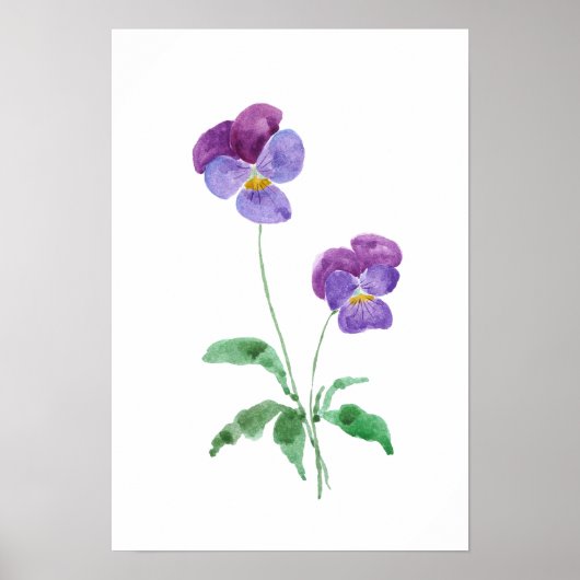 Poster 2 petites lamelles violettes aquarelle (Devant)
