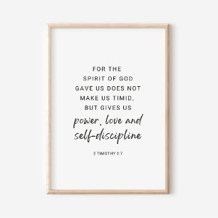 Poster 2 Timothée 1:7 Pouvoir, Amour et Discipline