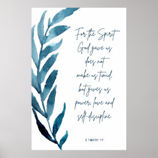 Poster 2 Timothée 1:7, Verset Bible Imprimer, Décor