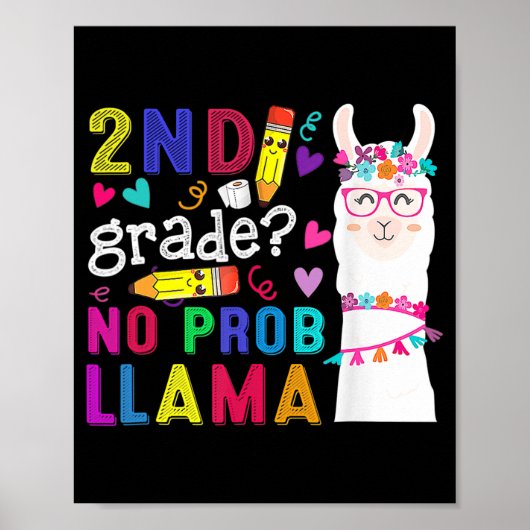 Poster 2E Année Pas De Prob Llama Enseignant Retour À L'É (Devant)
