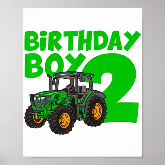 Poster 2e anniversaire Boy Tractor Ferme 2 an Anniversair (Devant)
