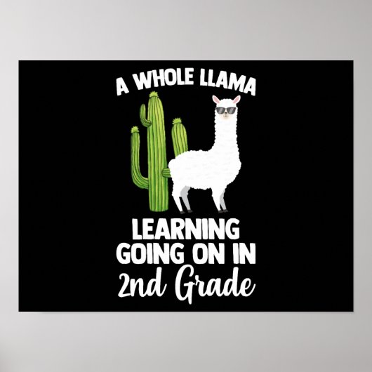 Poster 2e Grade Teacher Kids Back To School Llam (Devant)