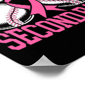 Poster 2e joueur de base-ball Sensibilisation au cancer d (Coin)