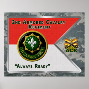 Poster 2e Régiment de cavalerie blindée "toujours prêt"