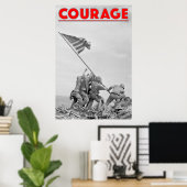 Poster 2ÈME GUERRE MONDIALE COURAGE - Bataille Iwo Jima (Bureau à domicile)