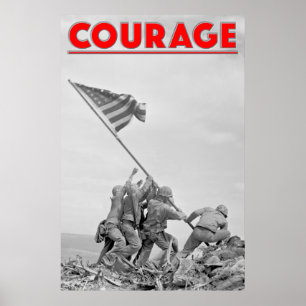 Poster 2ÈME GUERRE MONDIALE COURAGE - Bataille Iwo Jima