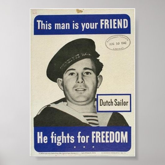 Poster 2ÈME GUERRE MONDIALE Dutch Sailor a l'air DRUNK ! (Devant)