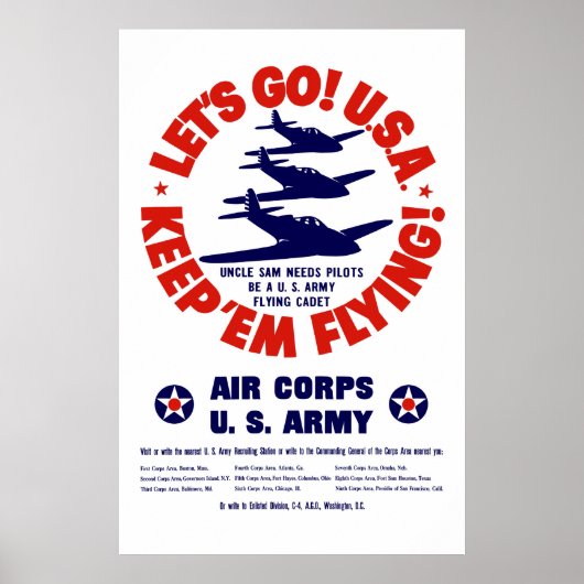 Poster 2ÈME GUERRE MONDIALE US Air Corps (Devant)