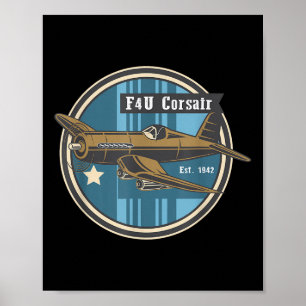 Poster 2ème guerre mondiale Warplane F4u Corsair Le porte