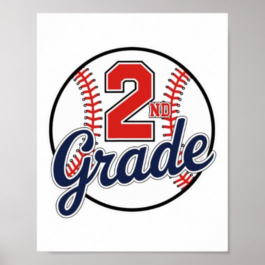 Poster 2nd Grade Baseball Back To School Baseball Player  (Devant)