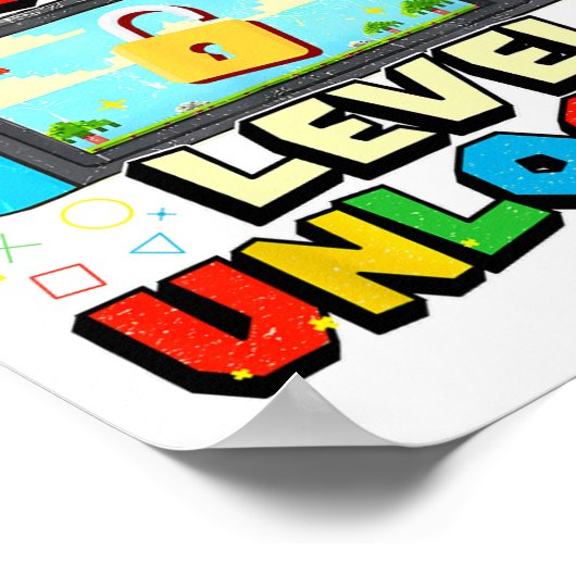 Poster 2nd Grade Level Unlocked Funny Gamer Boys Back To  (Coin)