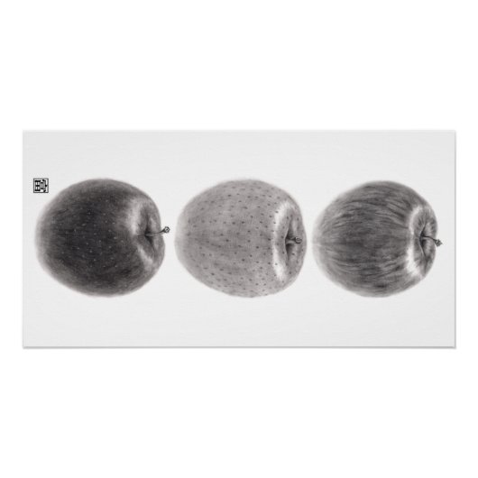 POSTER 3個のりんご　縦 (Devant)