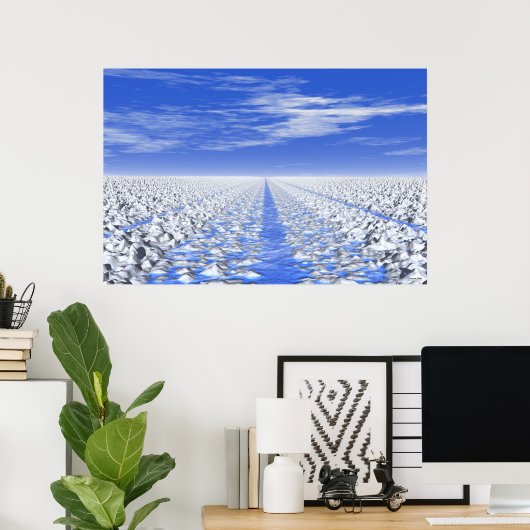 Poster #30-01 Cyan Ice Path : Méditative Snow Field (Bureau à domicile)