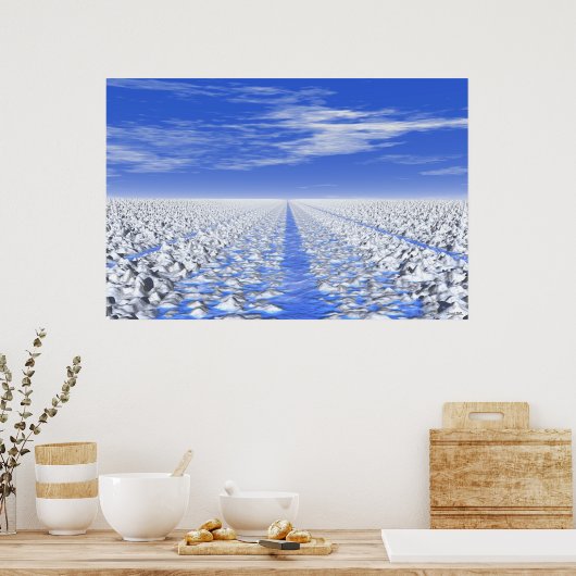Poster #30-01 Cyan Ice Path : Méditative Snow Field (Cuisine)