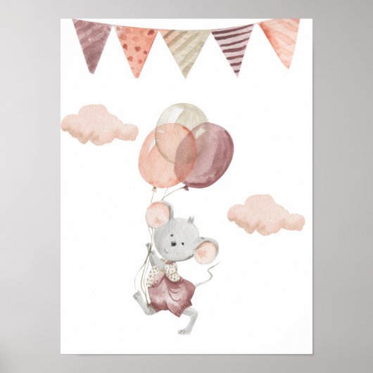 Poster 30,5x40,6cm - Little Mouse With Balloon (Devant)
