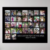 Poster 30 Photo Collage Grid - Zone de texte - noir blanc (Devant)