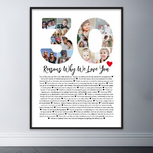 Poster 30 Raisons pour lesquelles je t'aime Collage de 30