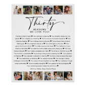 Poster 30 Raisons que nous vous aimons Anniversaire Photo (Devant)