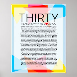 Poster 30 reasons why we love you geometric rainbow