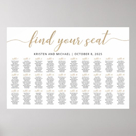 Poster 30 Tableaux Trouvez Votre Siège Plan De Plan (Devant)