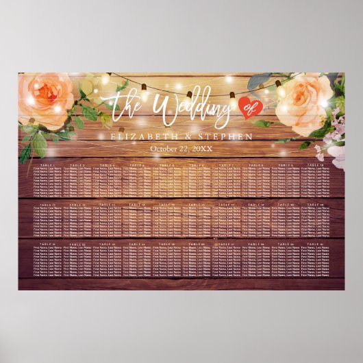 Poster 30+ Tables Bois Chaîne Florale Lights Seating Char (Devant)