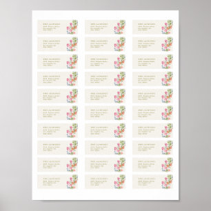 Poster 30 x Autocollants d'adresse floraux de printemps à