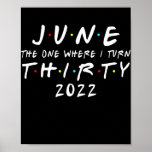 Poster 30e anniversaire June The One Where I Turn 30 2022<br><div class="desc">30e anniversaire June The One Where I Turn 30 2022 Mens Women Venin. Parfait pour papa,  maman,  papa,  men,  women,  friend et family members on Thanksgiving Day,  Christmas Day,  Mothers Day,  Fathers Day,  4th of July,  1776 Independent Day,  Vétérans Day,  Halloween Day,  Patrick's Day</div>