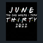 Poster 30e anniversaire June The One Where I Turn 30 2022<br><div class="desc">30e anniversaire June The One Where I Turn 30 2022 Mens Women Venin. Parfait pour papa,  maman,  papa,  men,  women,  friend et family members on Thanksgiving Day,  Christmas Day,  Mothers Day,  Fathers Day,  4th of July,  1776 Independent Day,  Vétérans Day,  Halloween Day,  Patrick's Day</div>