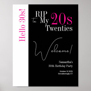 Poster 30e anniversaire RIP 20s Bonjour 30s Fête Bienvenu