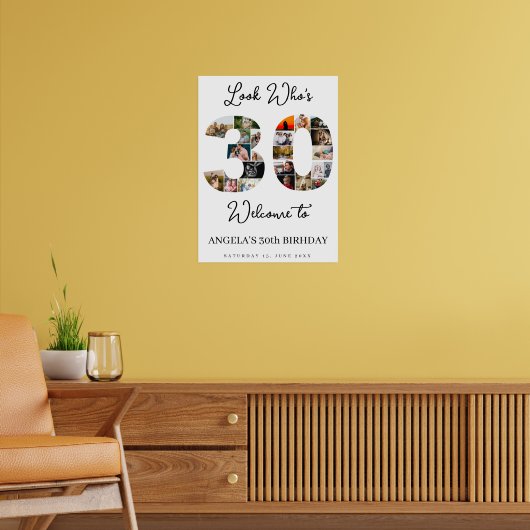 Poster 30th Birthday Photo Collage Sign look who's 30 (Salon 2)