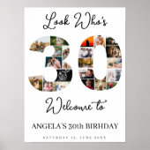 Poster 30th Birthday Photo Collage Sign look who's 30 (Devant)