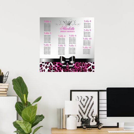 Poster 311 Bowlicious Chaud rose Leopard Seating Chart (Bureau à domicile)