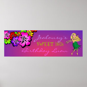 Poster 311-Flower Shower Birthday Banner   Sunset