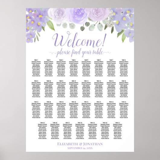 Poster 31 Table Lavande Boho Roses Plan de Table de Maria (Devant)