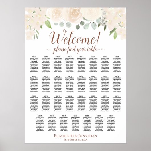 Poster 31 Table Roses Pêche Pâle Mariage Plan de Table (Devant)
