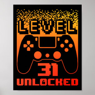 Poster 31e Anniversaire Pour Homme Niveau 31 Jeu Déverrou