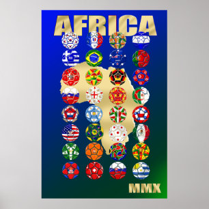 Poster 32 pays éligibles pour l'Afrique du Sud 2010 MMX