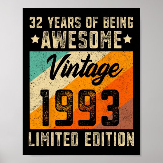 Poster 32e anniversaire Hommes 32 ans Femmes 1993 Limited (Devant)