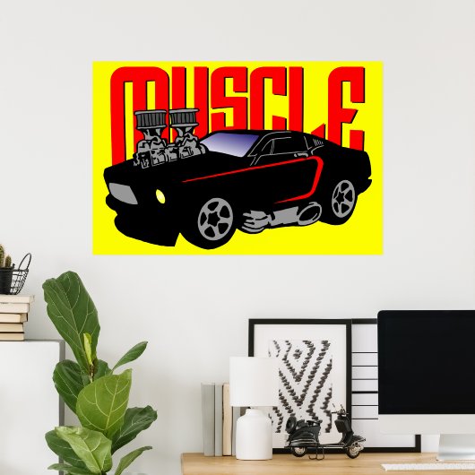 Poster 341 Cartoon Muscle Car (Bureau à domicile)