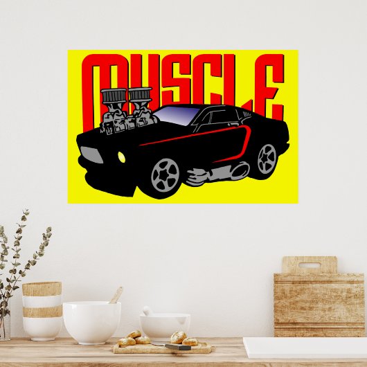 Poster 341 Cartoon Muscle Car (Cuisine)