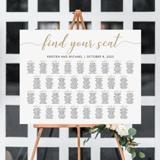 Poster 34 Tables Trouvez votre place Plan de table