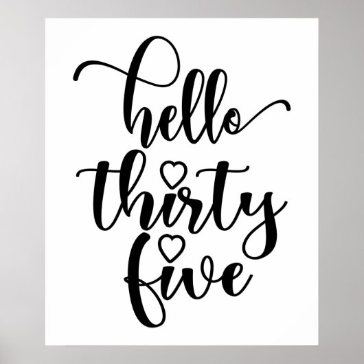 Poster 35e anniversaire femmes Bonjour 35 mignonne 35 ans (Devant)