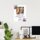 Poster 35e anniversaire Mariage Gold Frame Roses violets (Bureau à domicile)