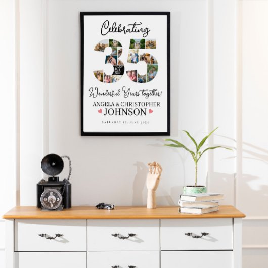 Poster 35ème ans de mariage perle Anniversaire Photo
