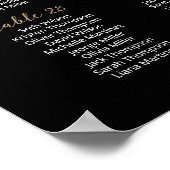 Poster 36 Tables Trouvez Votre Place Plan de Sièges Noir (Coin)