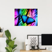 POSTER 370729 RAINBOW DIGITAL BUTTERFLY REALISM FICHE D'I (Bureau à domicile)